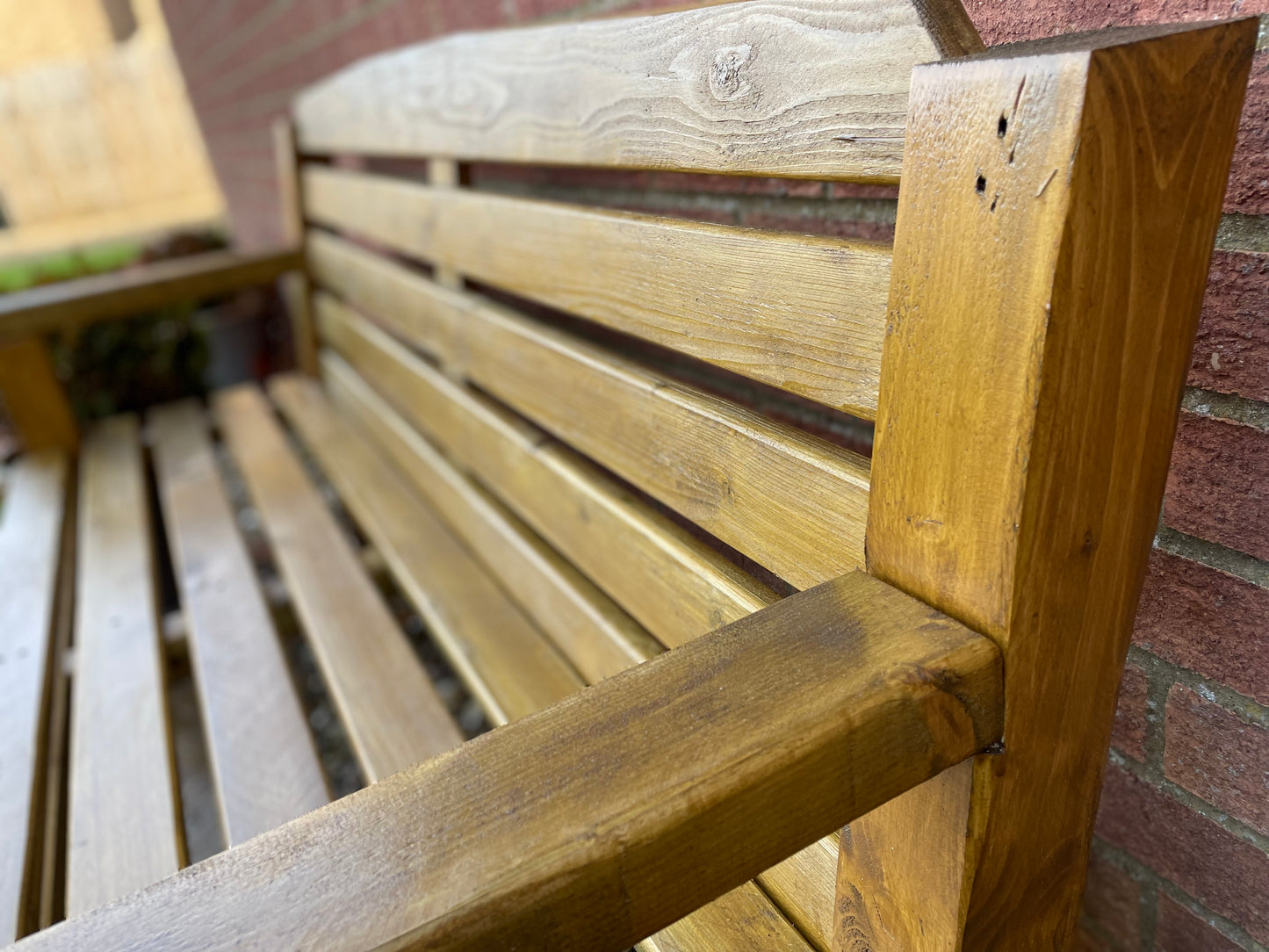 Garden Bench - Handmade and Finished in Medium Oak