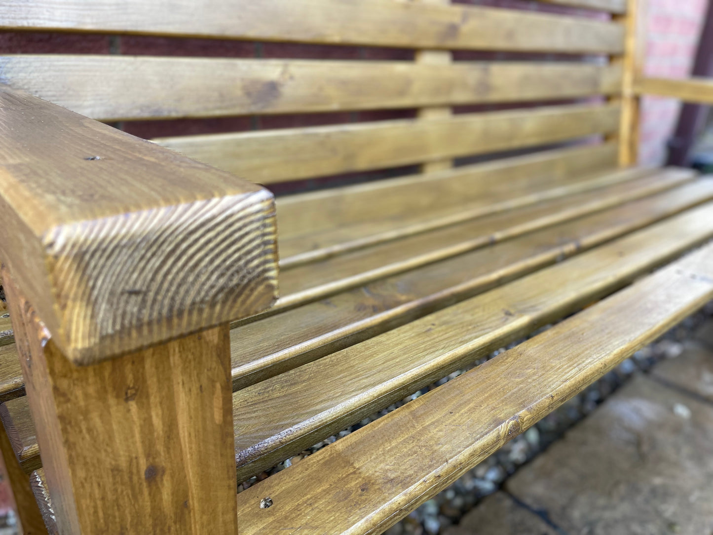 Garden Bench - Handmade and Finished in Medium Oak