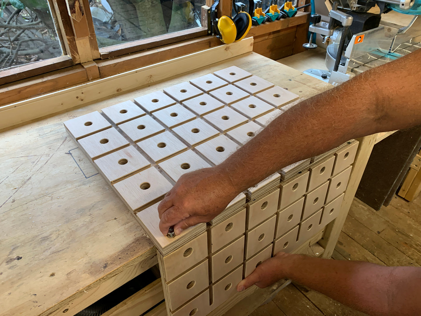 HDS Hold Down System Grade B wooden DIY workbench comes in two parts for easy transportation and assembly