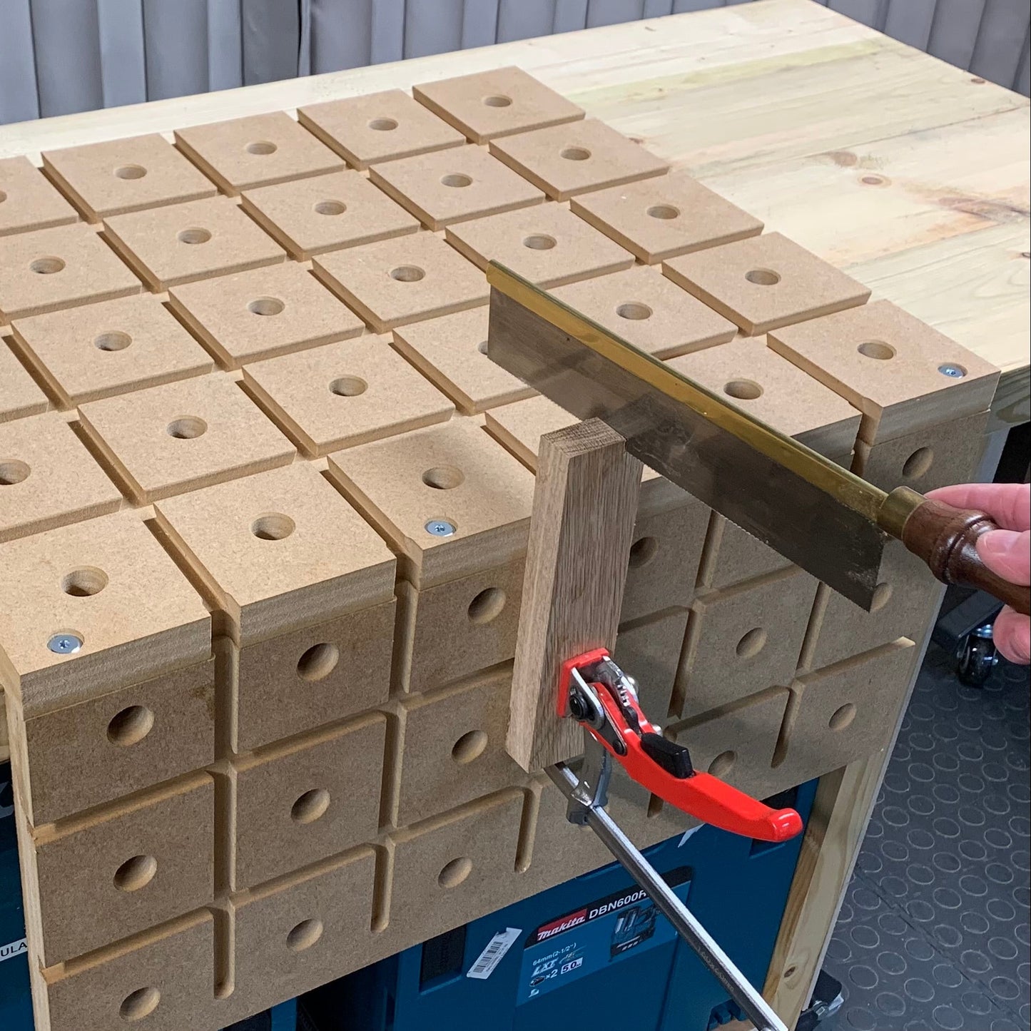 Whaley Woodworks portable workbench with HDS hold-down system