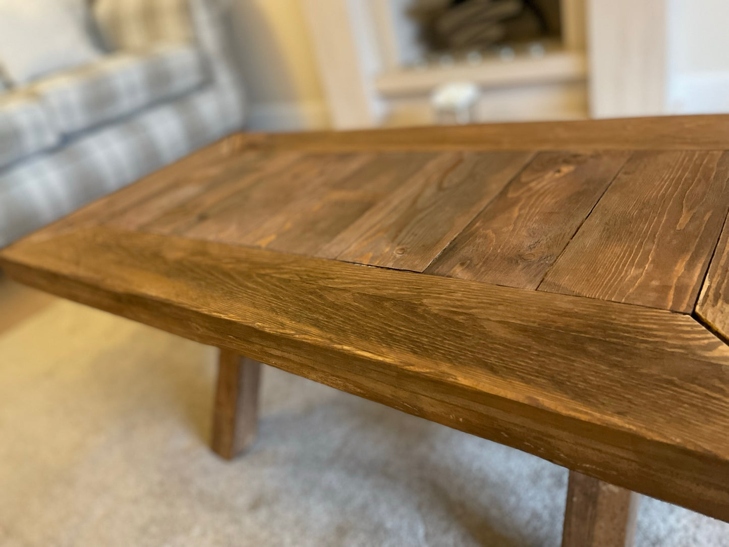 Rustic Coffee Table in Dark Oak with X Legs