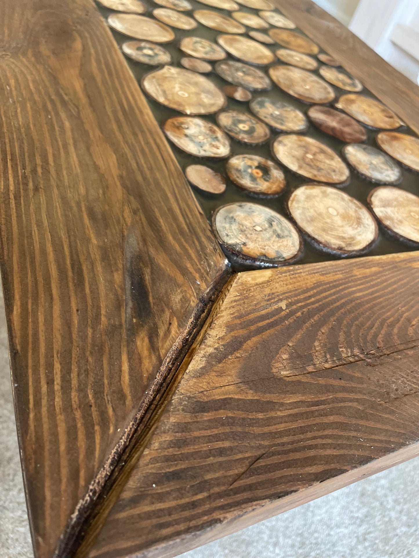 Log Slice Coffee Table in Dark Oak
