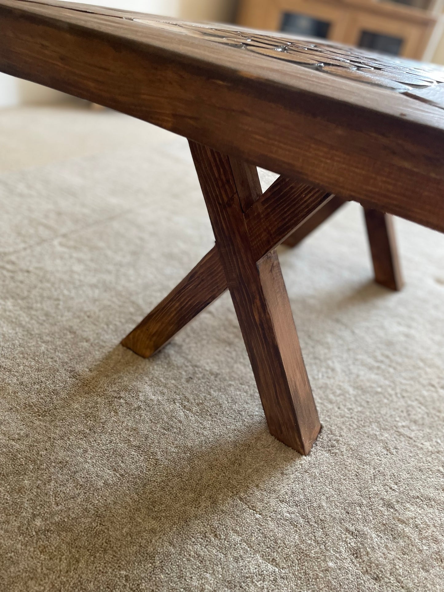 Log Slice Coffee Table in Dark Oak
