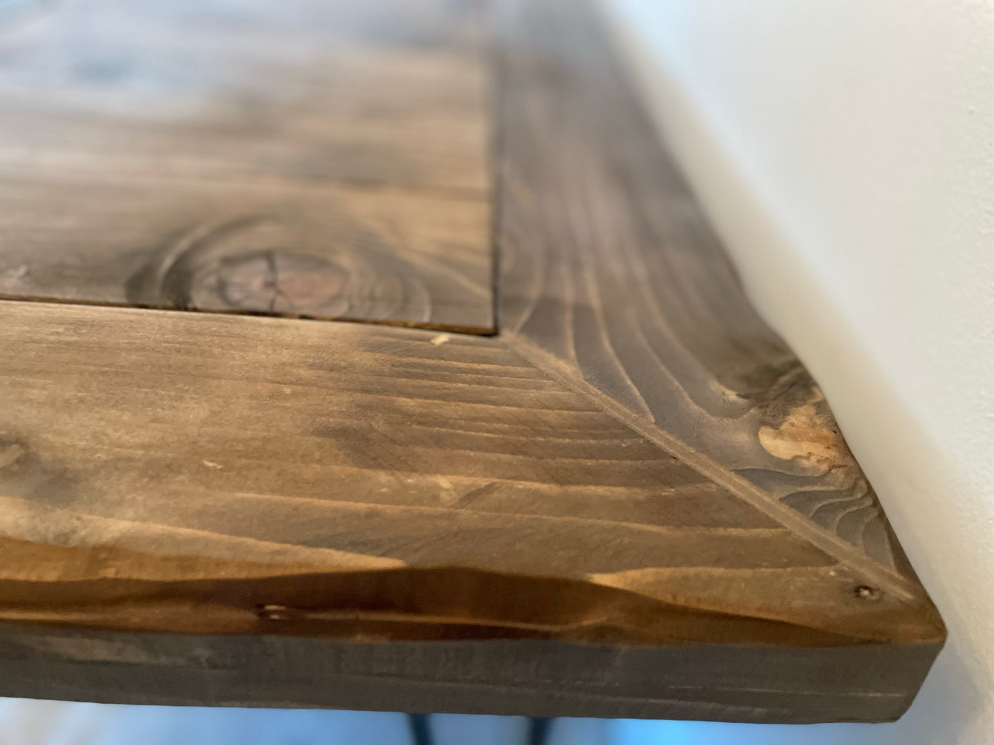 Rustic Coffee Table in Dark Oak with Hairpin Legs