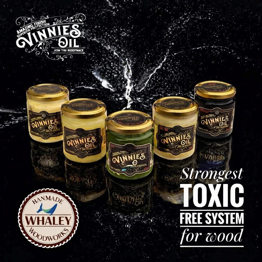 Vinnie's Oil non-toxic wood treatment range — stocked by Whaley Woodworks, authorised UK stockist