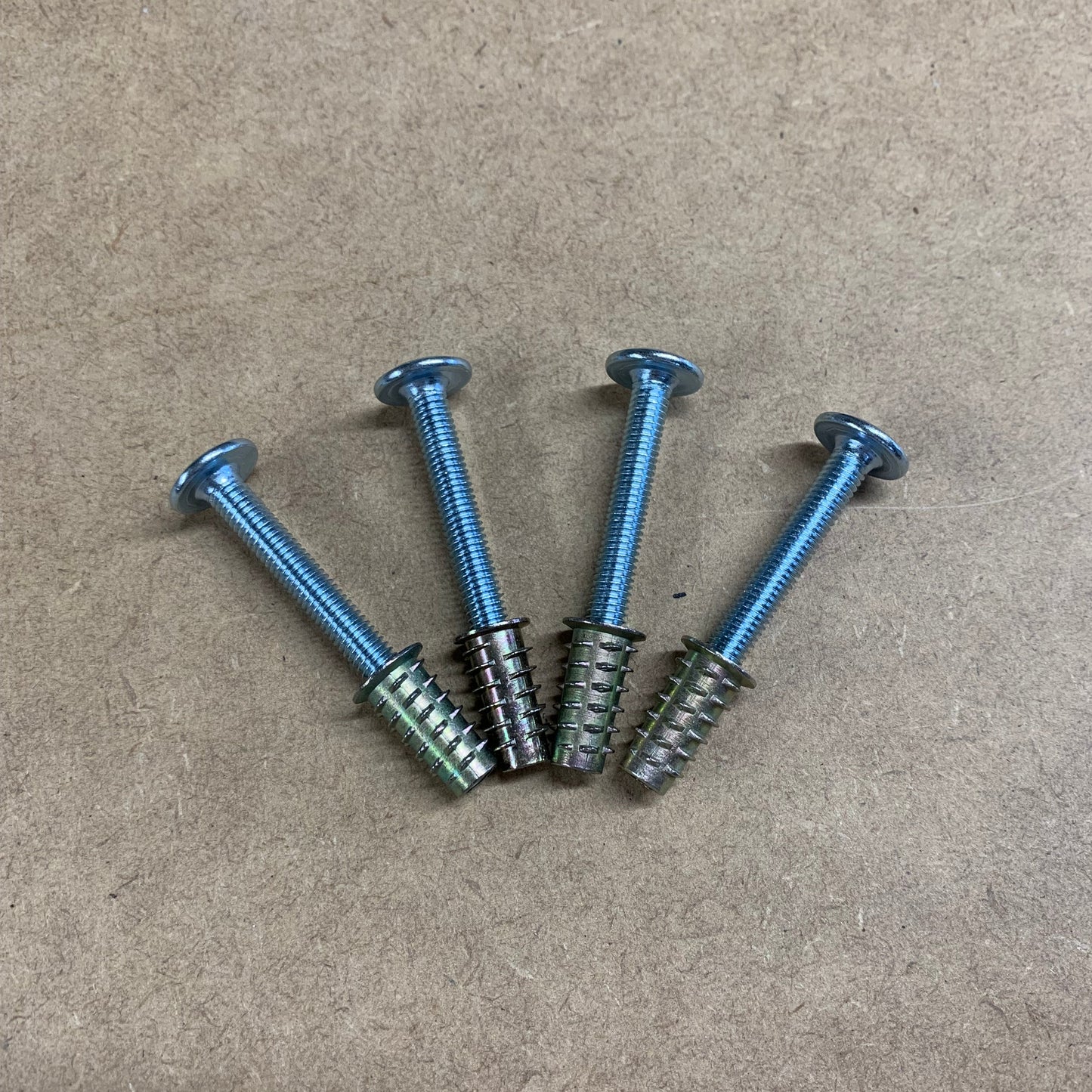 HDS Workbench Top Fixing Kit – four M6 button-top bolts (50mm) with 20mm threaded inserts, made in the UK