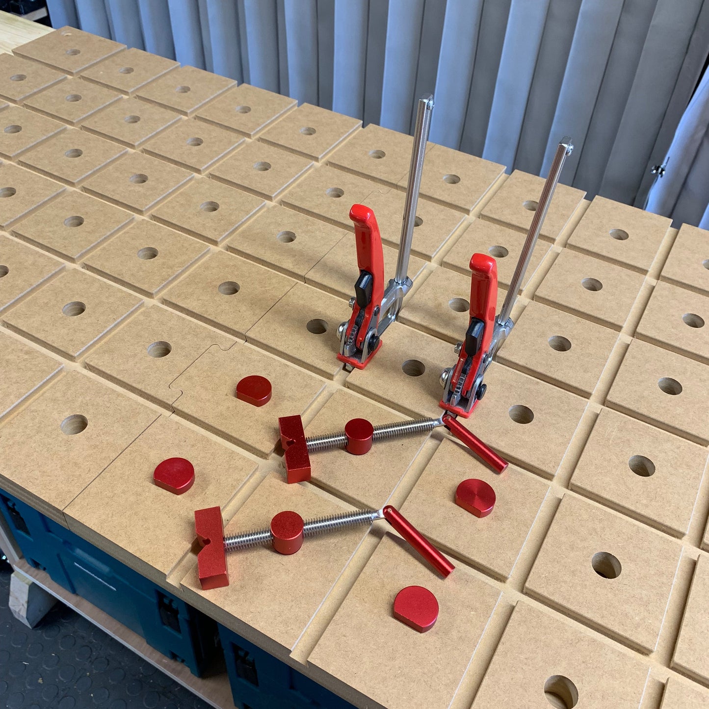 HDS Workbench Top – shown with accessories, hold down system workbench top, made in the UK