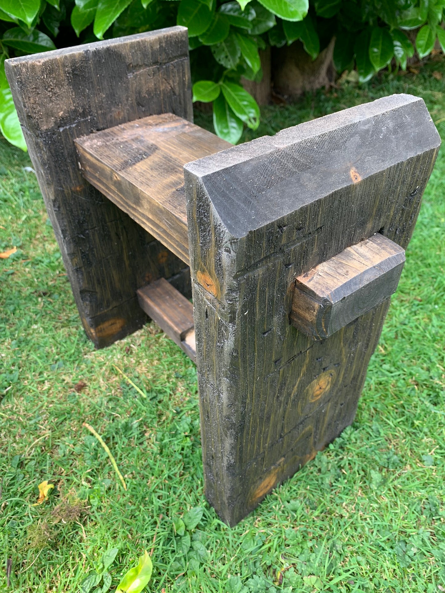 Garden Sleeper Bench Legs - Handmade and Finished in Dark Oak