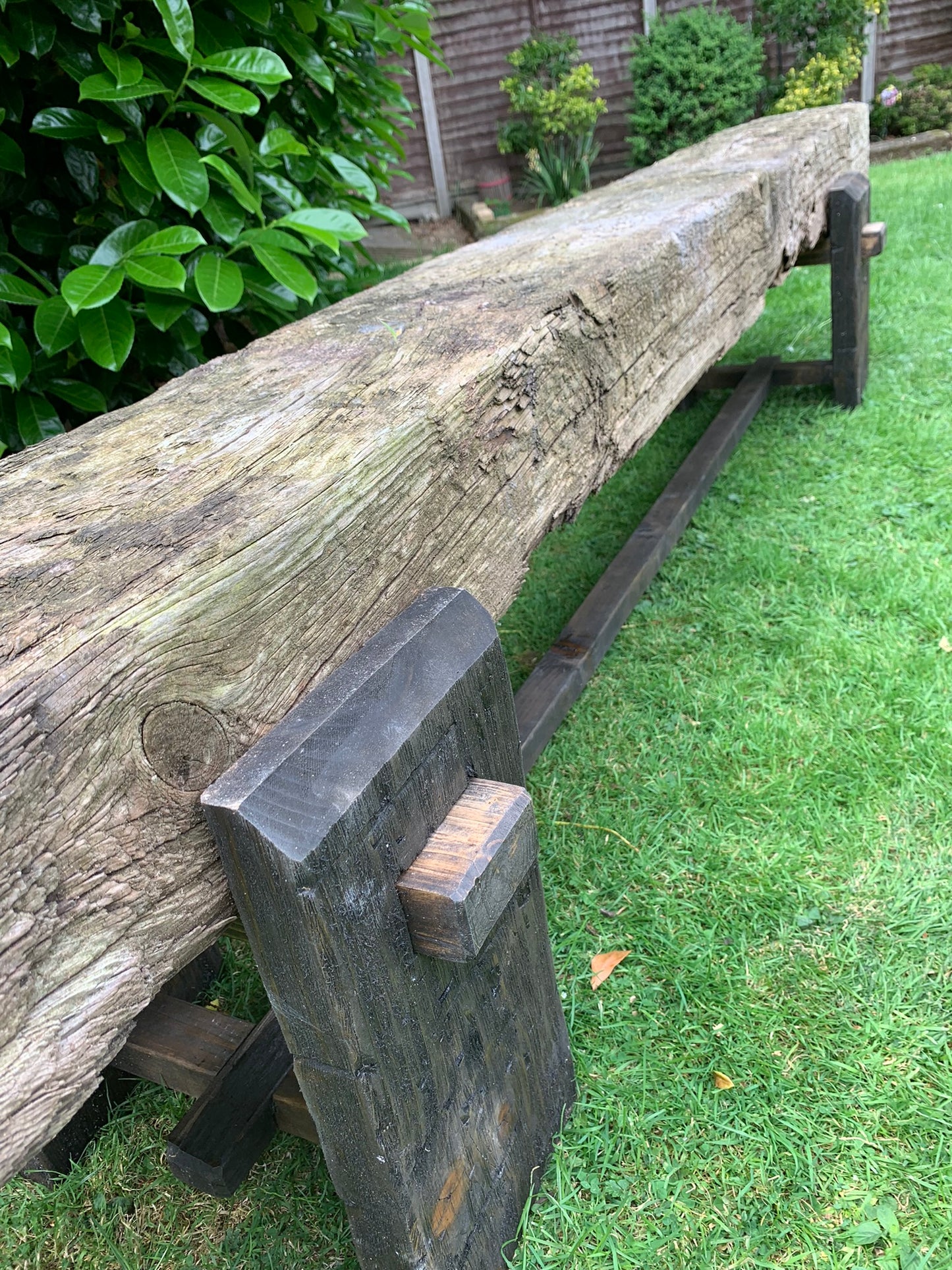 Garden Sleeper Bench Legs - Handmade and Finished in Dark Oak