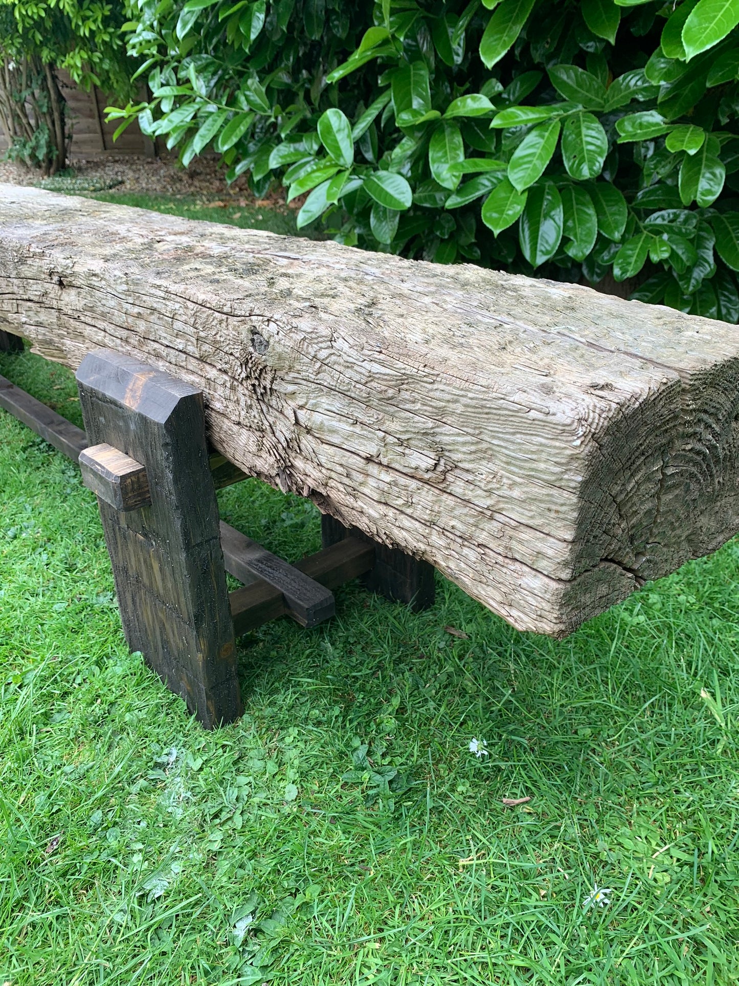 Garden Sleeper Bench Legs - Handmade and Finished in Dark Oak