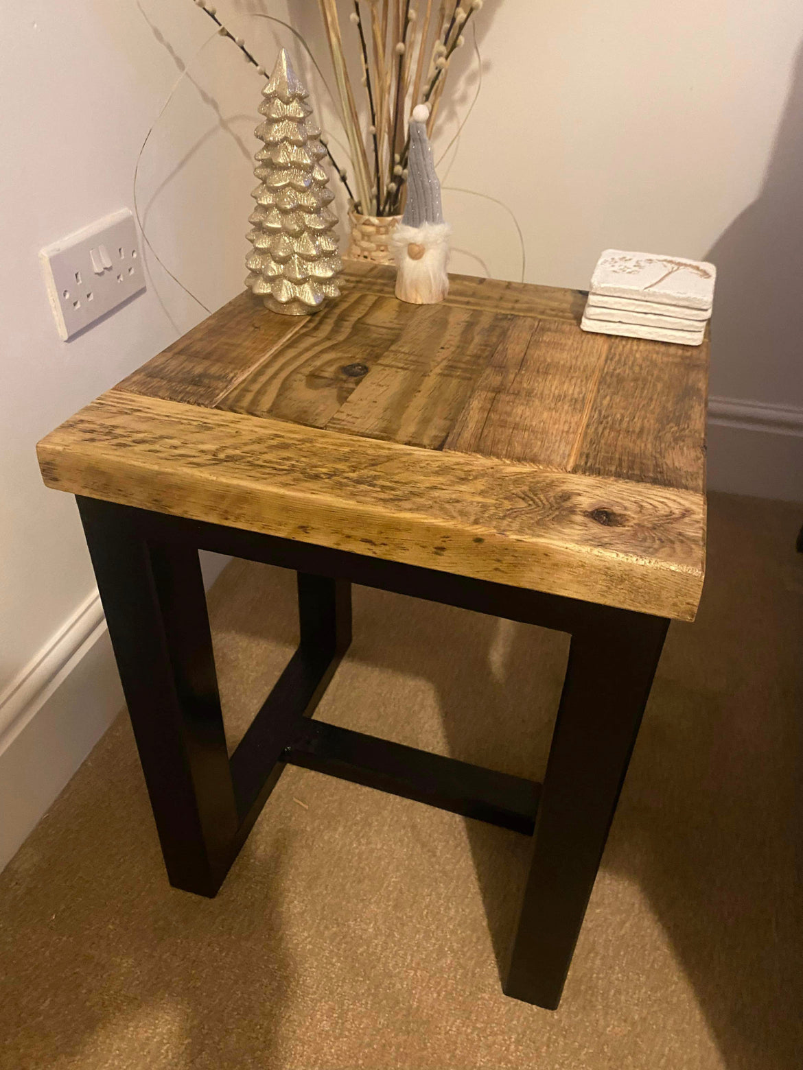 Occasional Table / Side Table with Black Box Legs