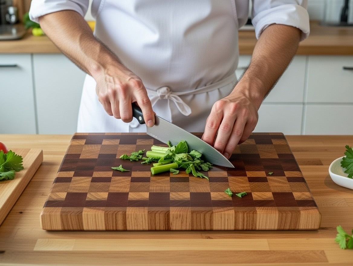 Handmade end grain chopping boards by Whaley Woodworks
