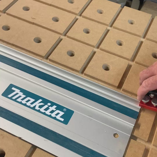 Woodworker using the HDS cross cut system 